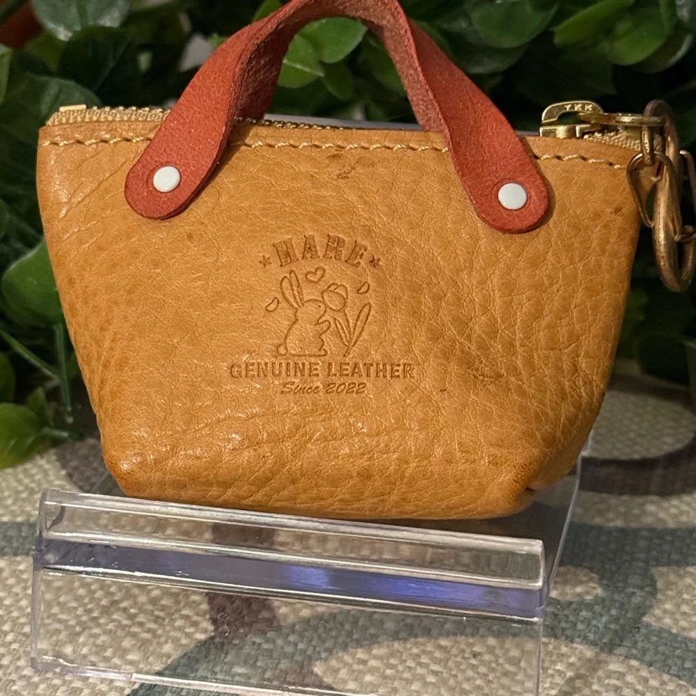Tan Leather Women's Bag Keychain
